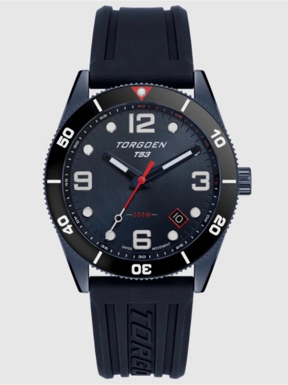 Torgoen T53 Diver Navy 41mm Silicone Strap Watch NIB MSRP $275